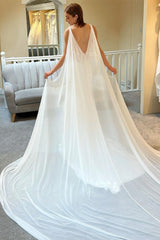 Exquisite Straps Satin V-Neck Mermaid Wedding Dresses Sleeveless Open Back With Ribbons-Ballbella