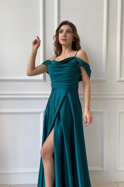 Fabulous Long Off-The-Shoulder A-Line Graduation Dresses Prom Dresses with Split Online Fabulous Long Off-The-Shoulder A-Line Graduation Dresses Prom Dresses with Split Online