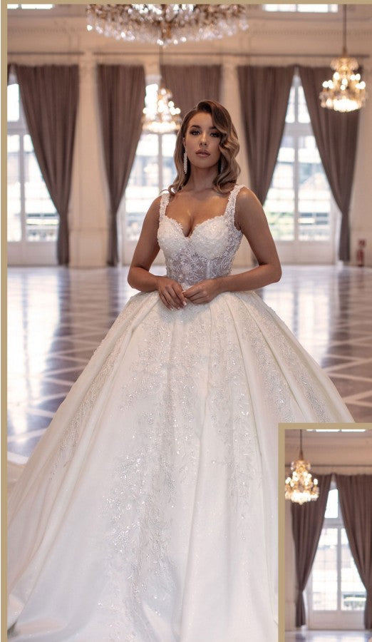 Fabulous Long Princess Long Sleevesless Wedding Dresses Online With Lace-Ballbella