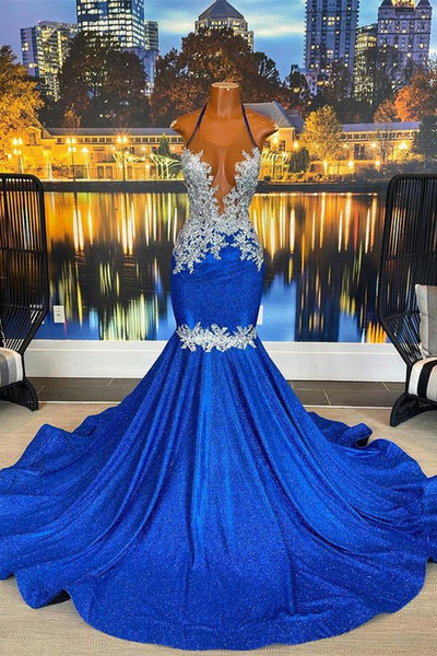 green emerald velvet dress Sexy African Mermaid Prom Dresses Royal Blue with Gold Appliques cg20165