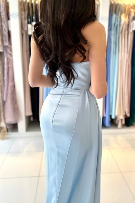 Fabulous Mermaid Sleeveless Graduation Dresses Long Blue Prom Dresses-Ballbella