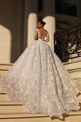 Fabulous Sweetheart Ball Gown Lace Wedding Dresses Online Crystals-Ballbella