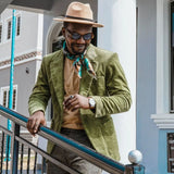 Fancy Green Notched Lapel Bespoke Prom Suit-Ballbella