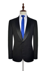 Fashion Small Check Pattern Jacquard Wedding Suits for Groom Black Mens Marriage Suits-Ballbella