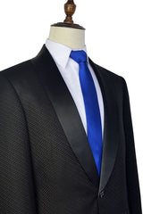 Fashion Small Check Pattern Jacquard Wedding Suits for Groom Black Mens Marriage Suits-Ballbella