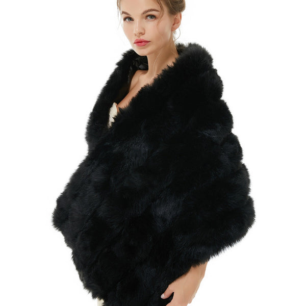 Faux Fur Wrap Black Women Faux Fur Shawl Wedding Wraps