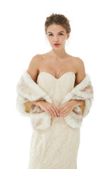 Faux Fur Wrap Women Faux Fur Shawl Wedding Wraps-Ballbella