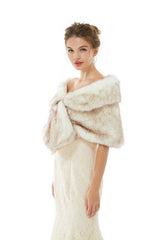 Faux Fur Wrap Women Faux Fur Shawl Wedding Wraps-Ballbella