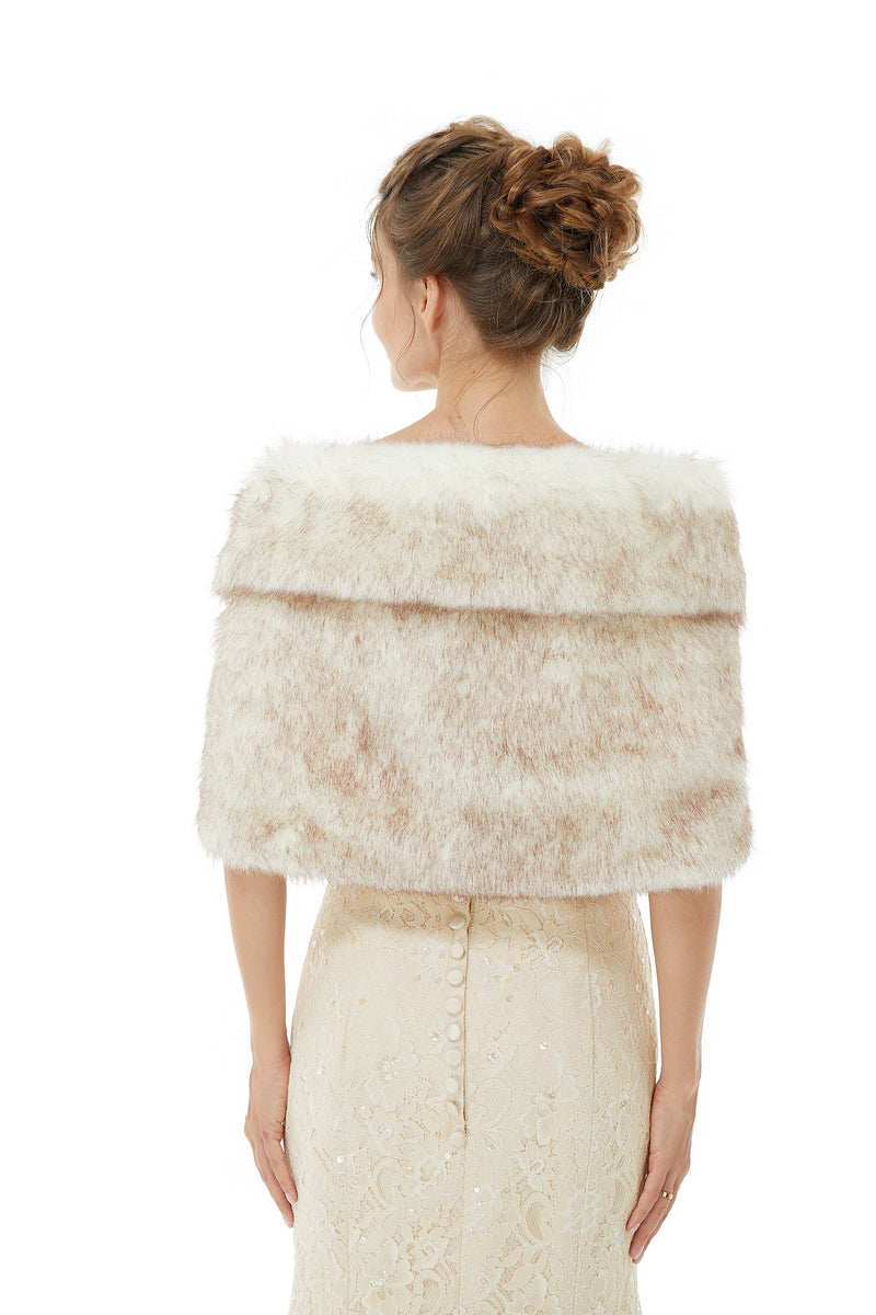 Faux Fur Wrap Women Faux Fur Shawl Wedding Wraps-Ballbella