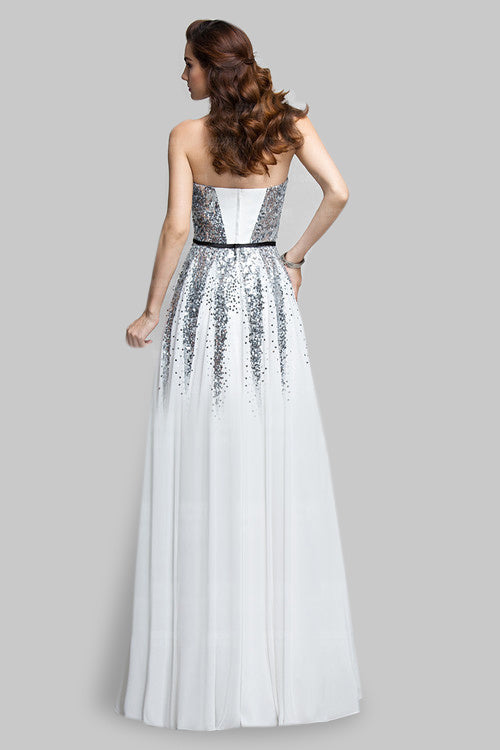 Floor Length A-line sweetheart sequined sleeveless mother's dress-Ballbella