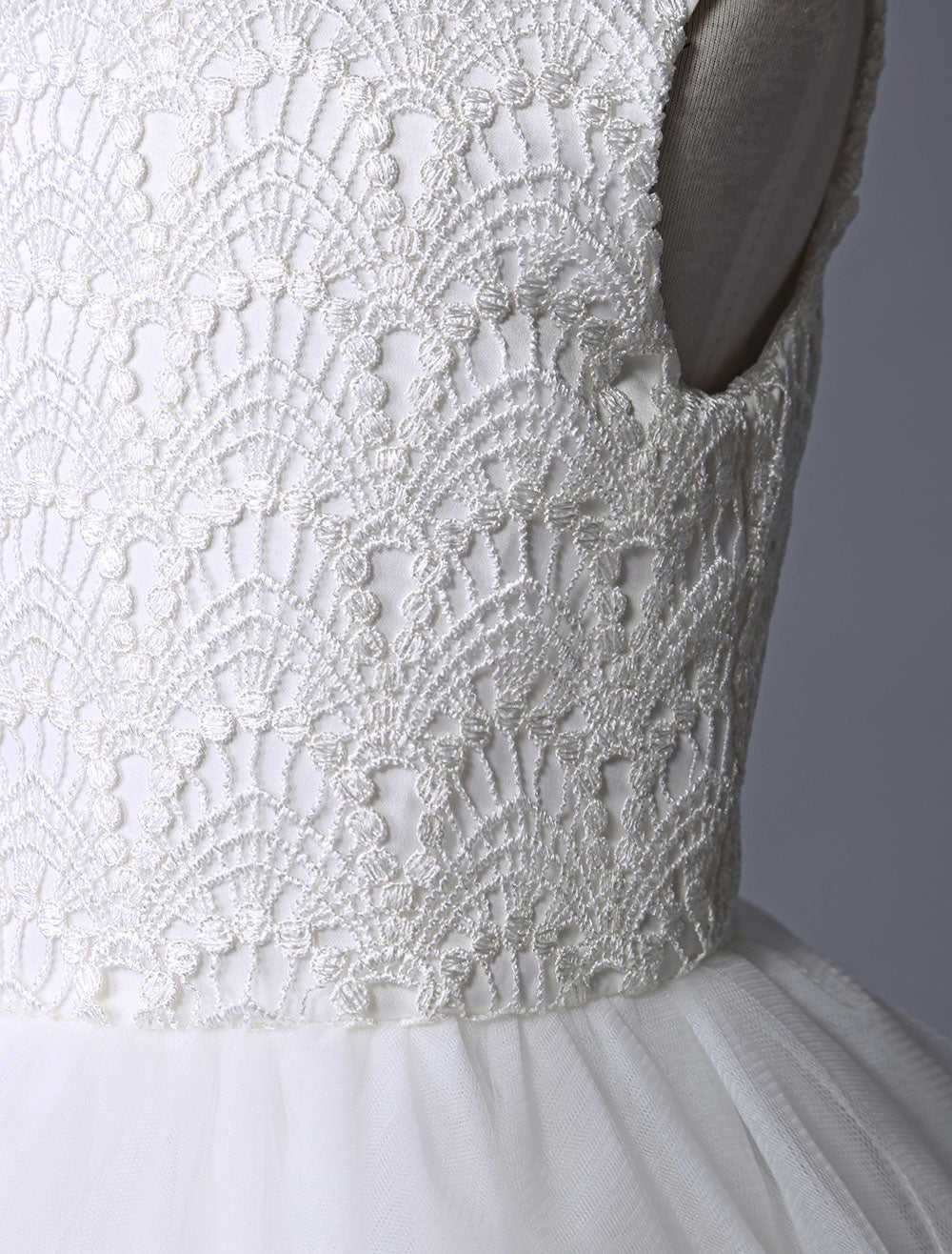 strapless open back dress Flower Girl Dress Ivory Lace Tulle Tutu First Communion Dresses Dress Sleeveless Short Kids Dinner Party Dress, Ivory / Child 2