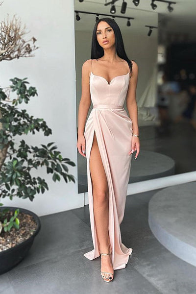 Forest green Spaghetti-Straps High-split Long Prom Dress  Ballbella
