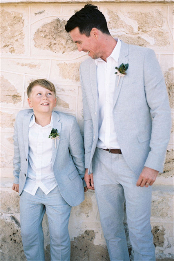 Formal 2 Piece Linen Men Suit Cutsom Blue Slim Fit Groom Wedding Tuxedo-Ballbella