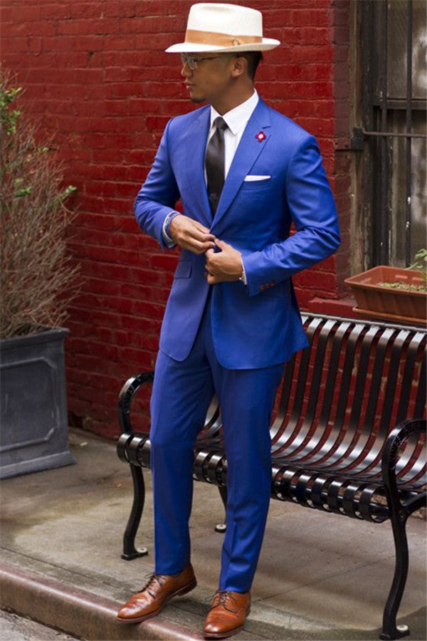 Formal Royal Blue Notched Lapel Best Suits for Men-Ballbella