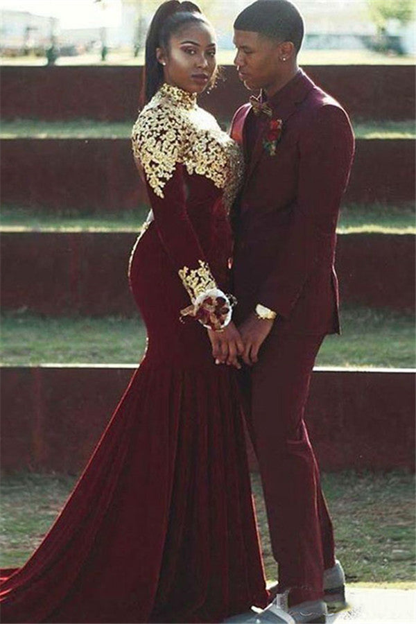 Gabriel Burgundy Slim Fit Notched Lapel Prom Outfits for Guys-Ballbella