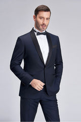 Ballbella made this Gentle Blue Dots Shawl Lapel Wedding Tuxedos, Dark Navy Wedding Suits for Men with rush order service. Discover the design of this Dark Navy Dot Single Breasted Shawl Lapel mens suits cheap for prom, wedding or formal business occasion.
