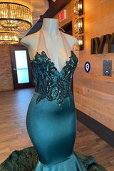 Glamorou V-Neck Sleeveless Halter Mermaid Prom Dress With Beading-Ballbella