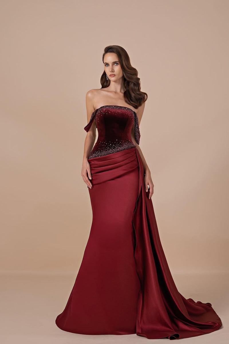 burgundy mermaid off the shoulder prom dress Custom Made Off Shoulder Burgundy Mermaid Prom Dresses, Burgundy Forma jbydress