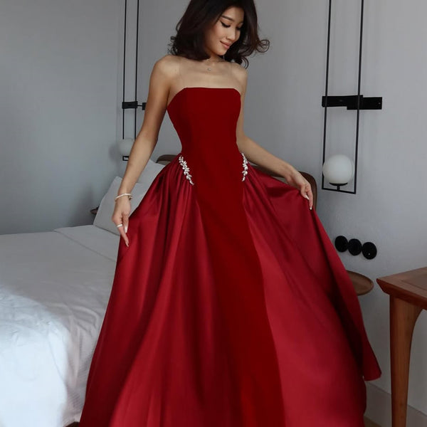 silky red prom dress Mermaid V Neck Red Satin Long Prom Formal Dresses with Bow TP1083 US16 / As Picture and a draped cowl neckline for added sophistication Spaghetti Strap Silky Red Prom