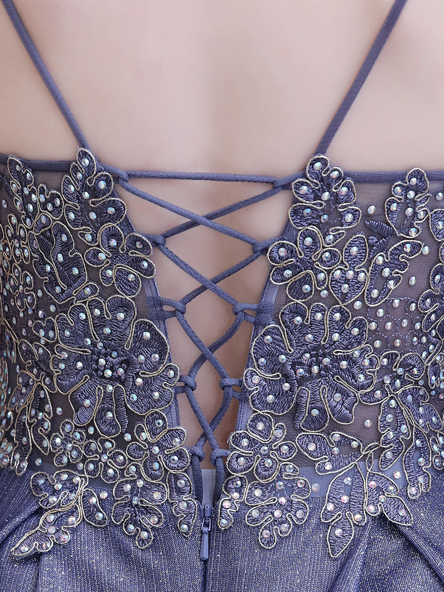 Glamorous evening dress A Line Sweetheart Neck Straps Sleeveless Metallic Gradient Color Floor Length Formal Party Dresses