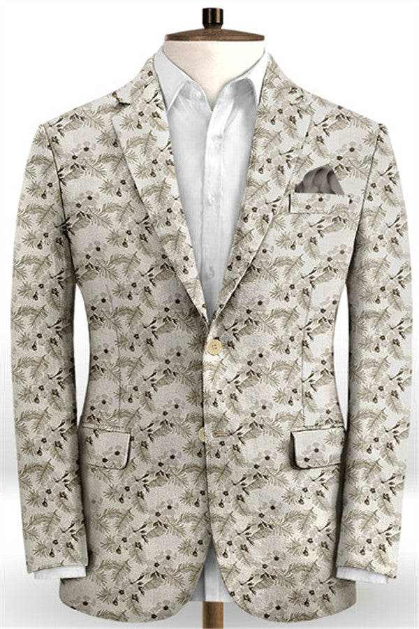 Glamorous Flower Printed Men Suits Online Two Pieces Prom Outfits Tuxedo-Ballbella