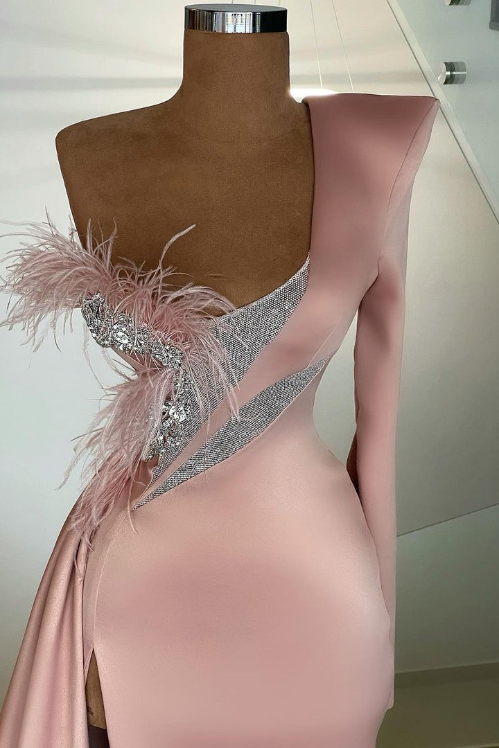 Mermaid Long Slit Evening Dress with Sleeveless One-Shoulder Design