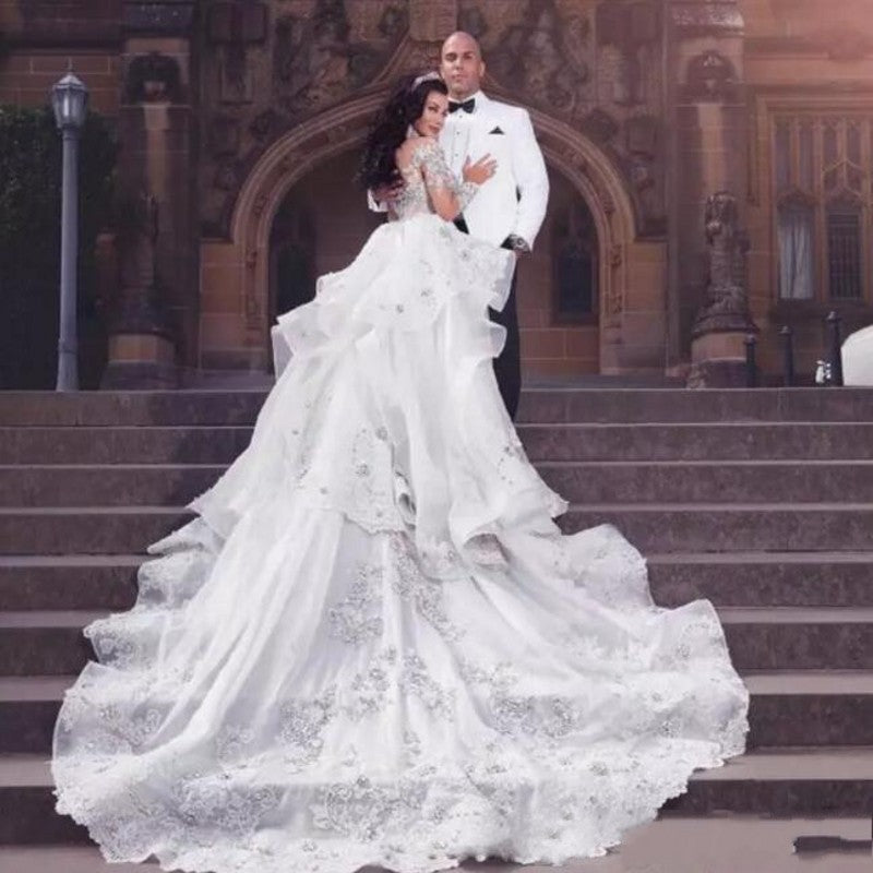 Ballbella custom made Classic Long Sleevess high neck wedding dress, we sell dresses online all over the world. Also, extra discount are offered to our customs. We will try our best to satisfy everyoneone and make the dress fit you well.