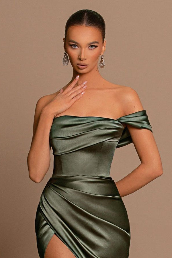 Glamorous Off-the-Shoulder Prom Dress Mermaid Long With Split-Ballbella