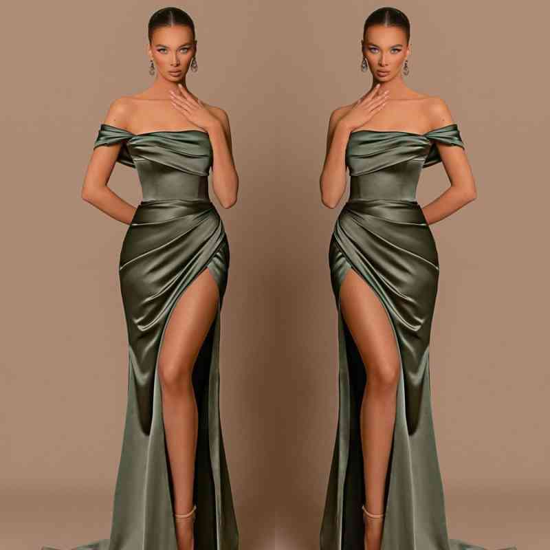 Glamorous Off-the-Shoulder Prom Dress Mermaid Long With Split-Ballbella