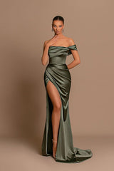 Glamorous Off-the-Shoulder Prom Dress Mermaid Long With Split-Ballbella