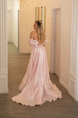 Glamorous Pink Off-The-Shoulder Mermaid Prom Dresses Sheath Gem With Zipper-Ballbella