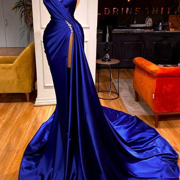 chinese dress ladies Blue Pearl Mermaid Wedding Dresses Tiered Strapless Pageant Dress 2310 –  SELINADRESS main image 0