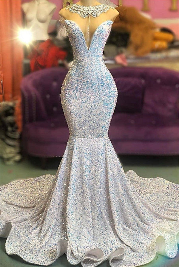 Glamorous Sequins Mermaid Long Evening Prom Dress Online-Ballbella