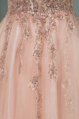 Glamorous Sequins V-Neck Long Evening Prom Dress Floor Length-Ballbella