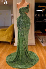 Glitter Off-the-Shoulder Slim Mermaid Prom Party GownsSleeveless Mermaid Evening Gowns-Ballbella