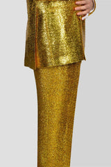 Gold Sequin Peaked Lapel Double-Breasted Prom Suit-Ballbella