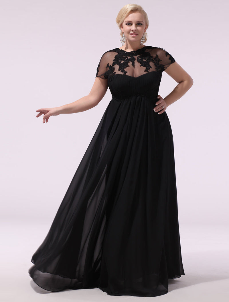Lace Black Cocktail Dress For Chubby Gorgeous Black Evening