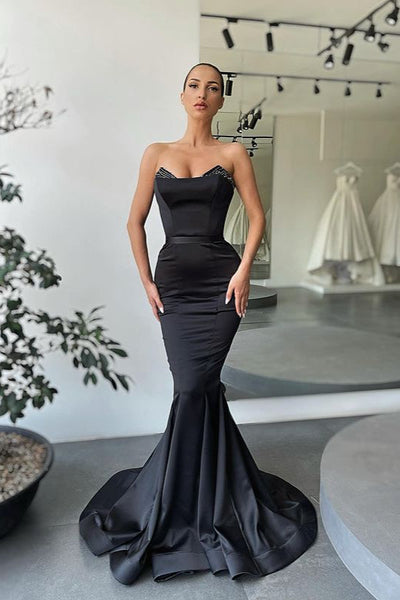 Gorgeous Black Mermaid Beadings Long Evening Gowns – Ballbella