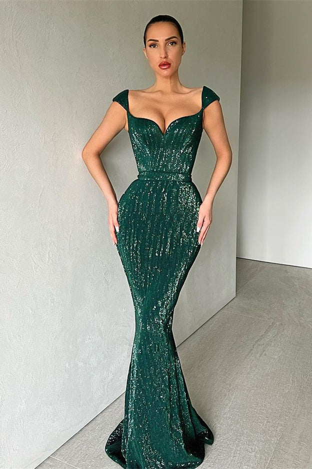 Sequins Mermaid Long Sleeve High Collar Black Evening Dress main image 1