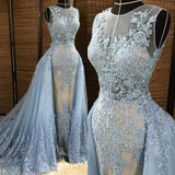 Customizing this New Arrival Gorgeous Column Sleleveless Long Evening Dresses Lace Appliques Beading Chic Prom Party Gowns with Overskirt on Ballbella. We offer extra coupons,  make Prom Dresses, Evening Dresses, Real Model Series in cheap and affordable price. We provide worldwide shipping and will make the dress perfect for everyone.