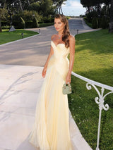 Gorgeous Daffodil Sweetheart Mermaid Prom Dress Long With Pleats On Sale-Ballbella