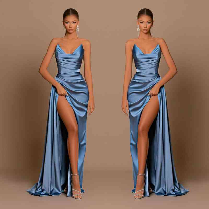 Gorgeous Dusty Blue Sweetheart Prom Dress Mermaid Slit Long On Sale-Ballbella