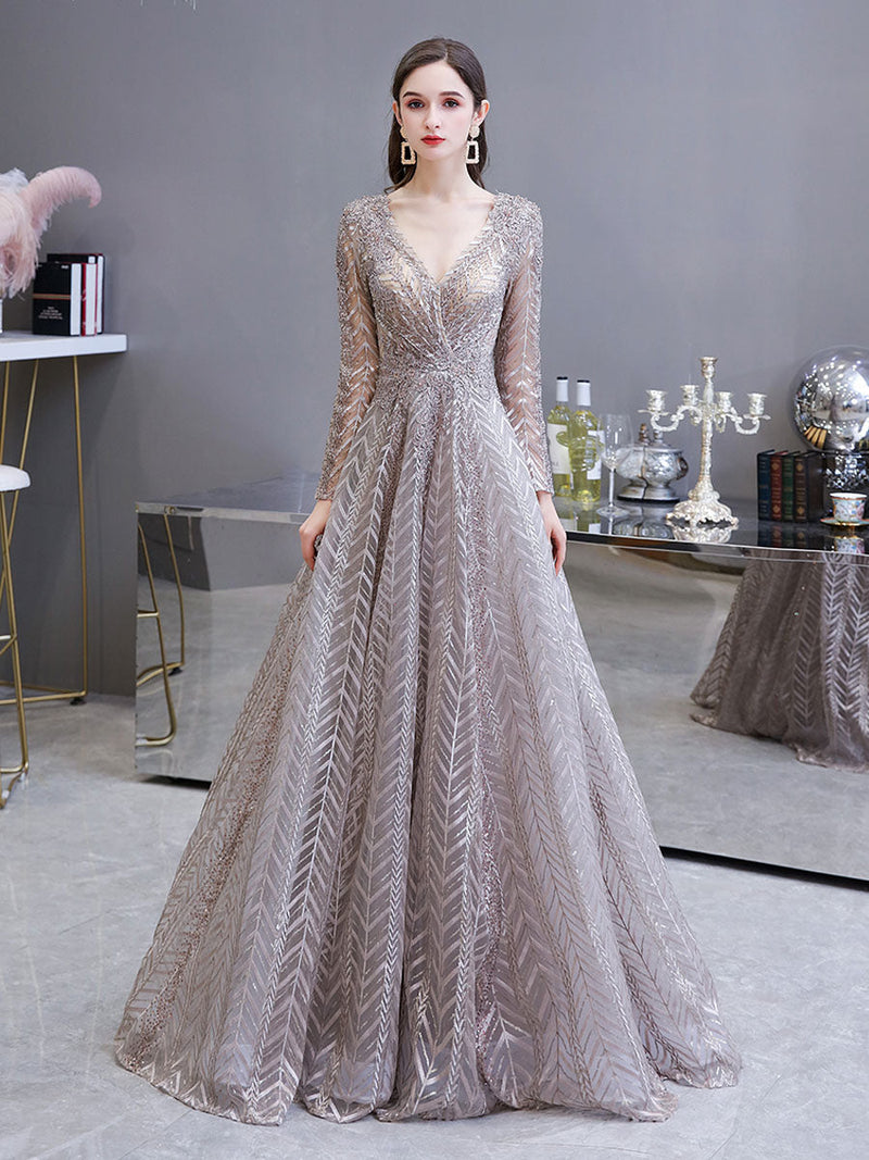 gorgeous long sleeve dresses Gorgeous Long Princess High-neck Lace Appliques Wedding Dress with Sle