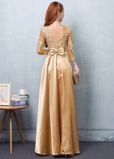 gold dresses for wedding guest Chic Strapless Champagne Gold Satin Maxi Dress
