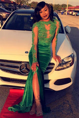 Ballbella offers Gorgeous Green Long-Sleeve Lace Appliques Split Mermaid Prom Party Gowns at a cheap price from  to Mermaid Floor-length hem.. Gorgeous yet affordable Long Sleevess party dresses styles.