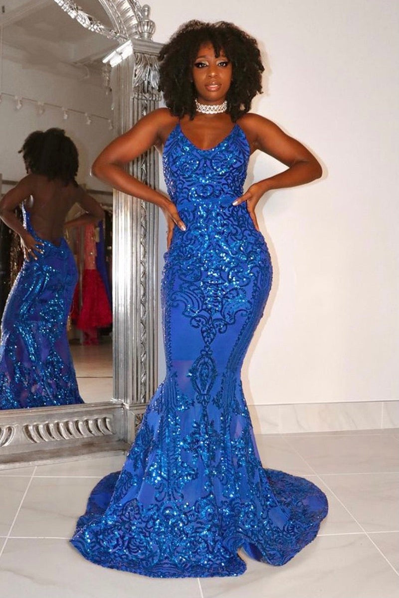 halter neck sequin mermaid prom dress Gorgeous Halter V-Neck Sleeveless Mermaid Prom Dresses Sequins Long