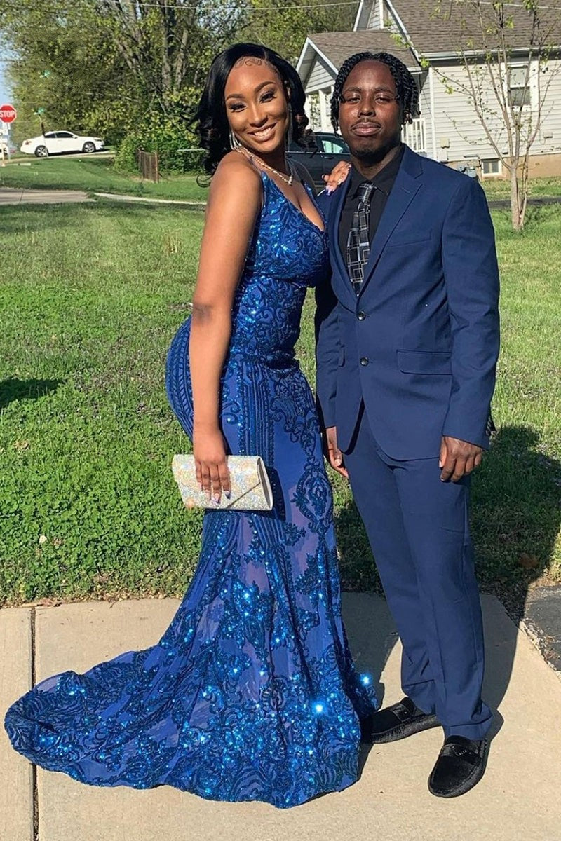 Gorgeous Halter V-Neck Sleeveless Mermaid Prom Dresses Sequins Long Gorgeous Halter V-Neck Sleeveless Mermaid Prom Dresses Sequins Long