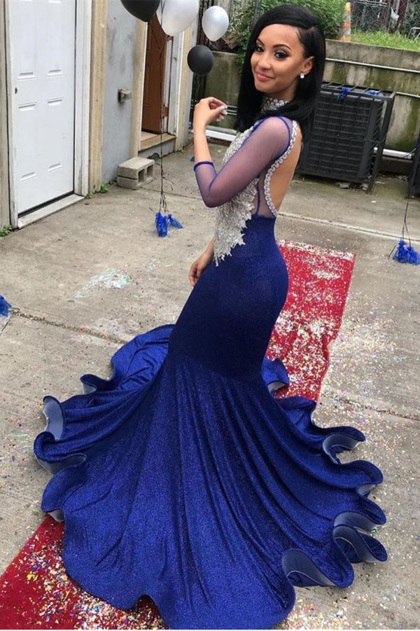 Ballbella offers Gorgeous High Neck Sparkle Appliques Prom Dresses Sheer Tulle Backless Fit and Flare Evening Gowns On Sale at an affordable price from to Mermaid skirts. Shop for gorgeous  collections for your big day.