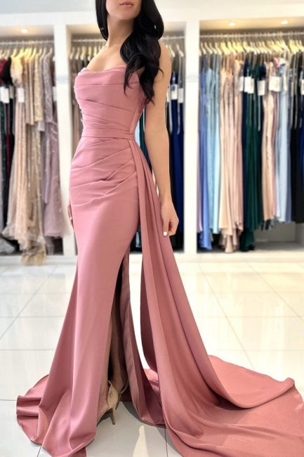 Gorgeous Long Fabulous Sleeveless Dusty Pink Graduation Dresses With Split Online Gorgeous Long Fabulous Sleeveless Dusty Pink Graduation Dresses With Split Online