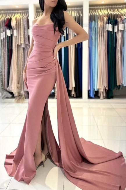 Gorgeous Long Fabulous Sleeveless Dusty Pink Graduation Dresses With Split Online-Ballbella